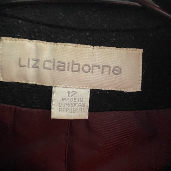 Liz Claiborne black lambs wool coat - Picture 3 of 6